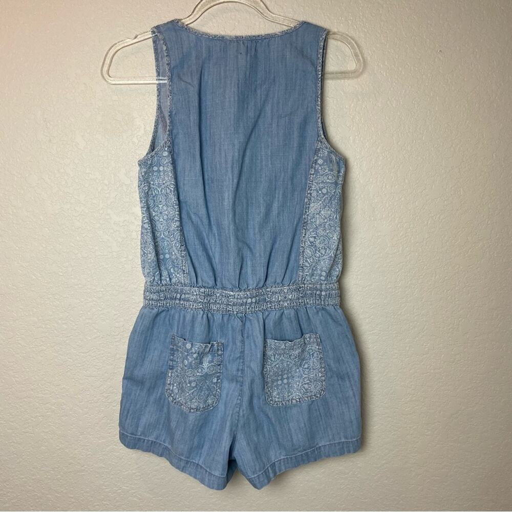 Life In Progress Chambray Button Down Romper W/Fl… - image 4